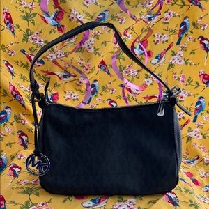 Michael Kors Jet Set Small Black Shoulder Bag with Logo Charm